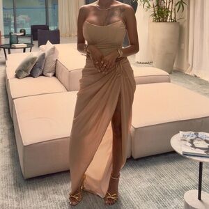 JLUXLABEL Tan Skirt Set